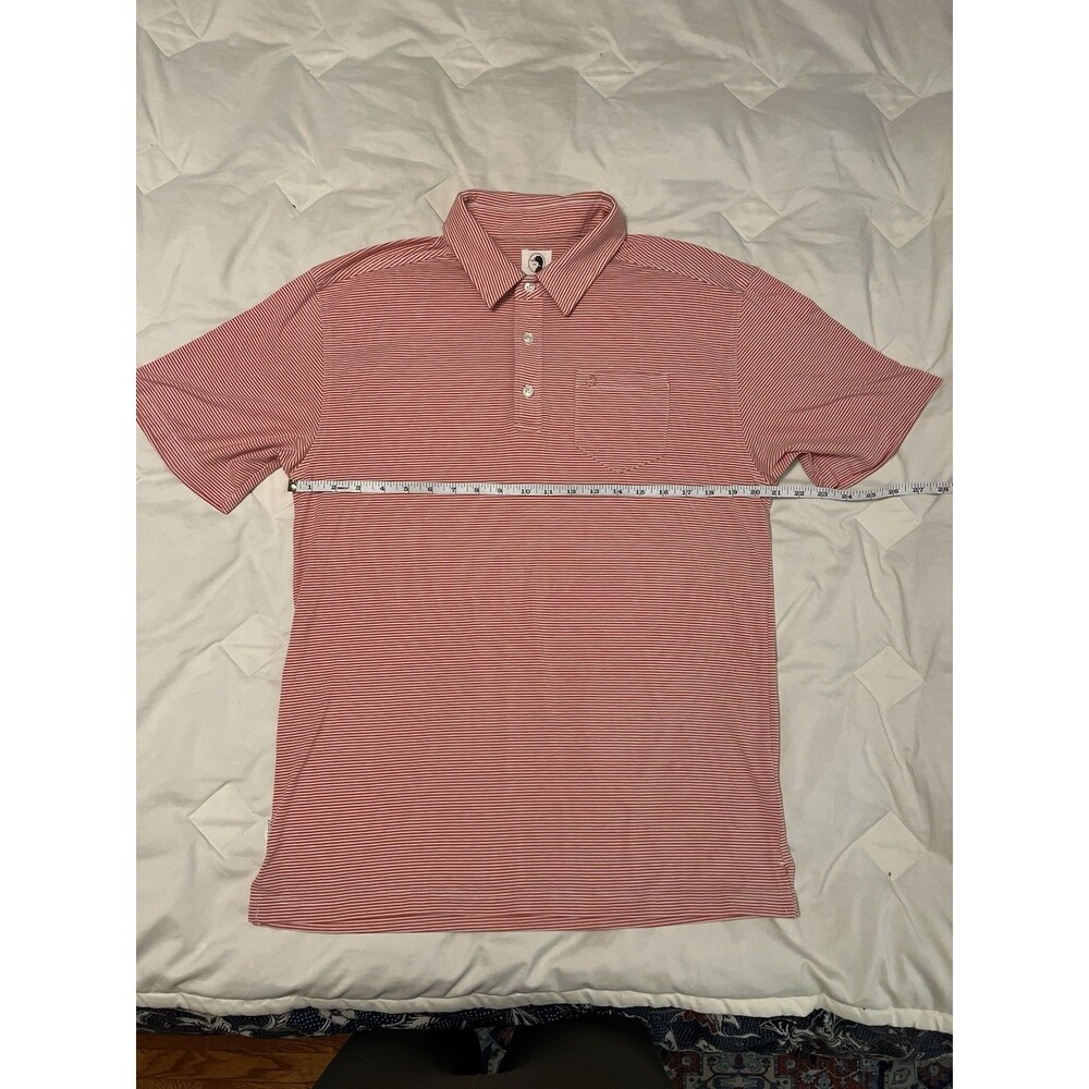 Duck Head Men’s Salmon Short Sleeve Striped Golf Polo Shirt Size Large Logo